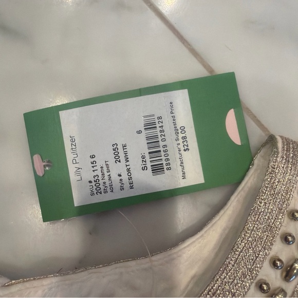 Lilly Pulitzer Resort White Adelina Shift Dress with Gold Accents Size 6 - Picture 5 of 6